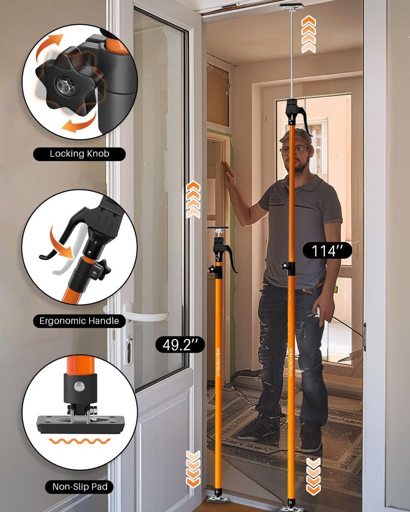 Holothurian Cabinet Jack Support Pole, 49.2-114.2 inches Third Hand Tools Adjustable Support Pole, 3rd Hand Support System for Upper Cabinet Installation, 154 LB Capacity, 1-Pack - Image 3
